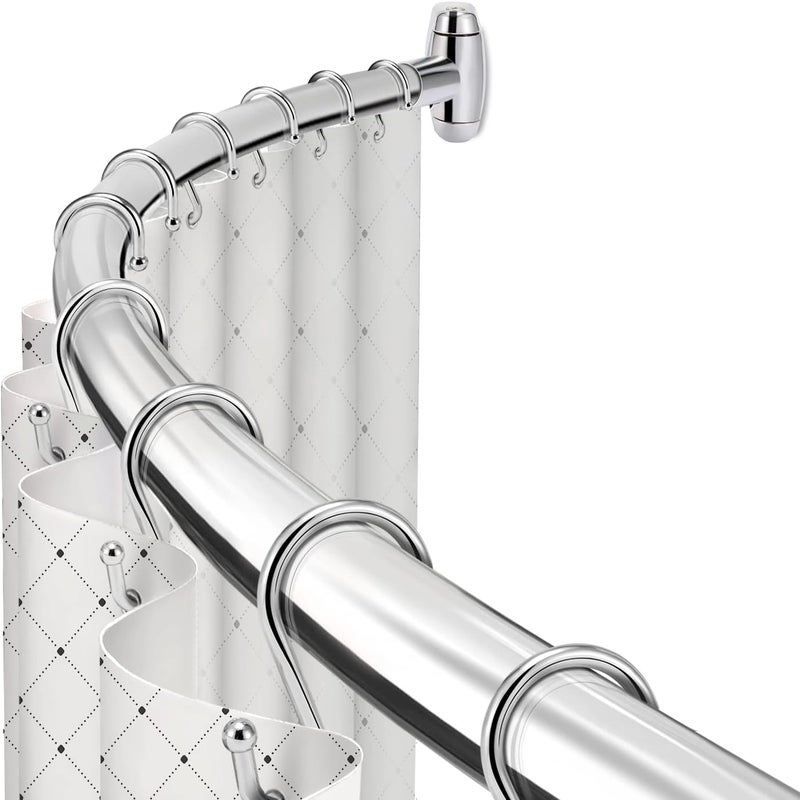 TOPROD Curved Shower Curtain Rod, Round Shower Curtain Rod 48 to 72 Inches Adjustable, Rounded Bowed Stainless Steel Shower Rods for Bathroom, Bathtub, More Shower Space, Chrome, Need to Drill - Image 1